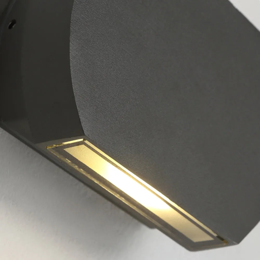 Ray Minimalist Geometric Metal Outdoor Wall Lamp, Black/Grey - Lamp Copper