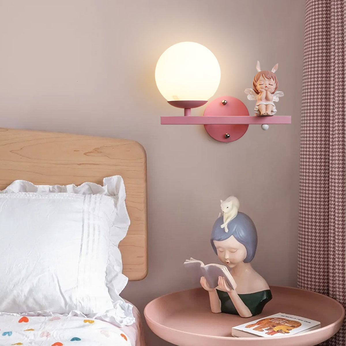 Aria Modern Metal/Glass Wall lamp, White & Pink - Lamp Copper