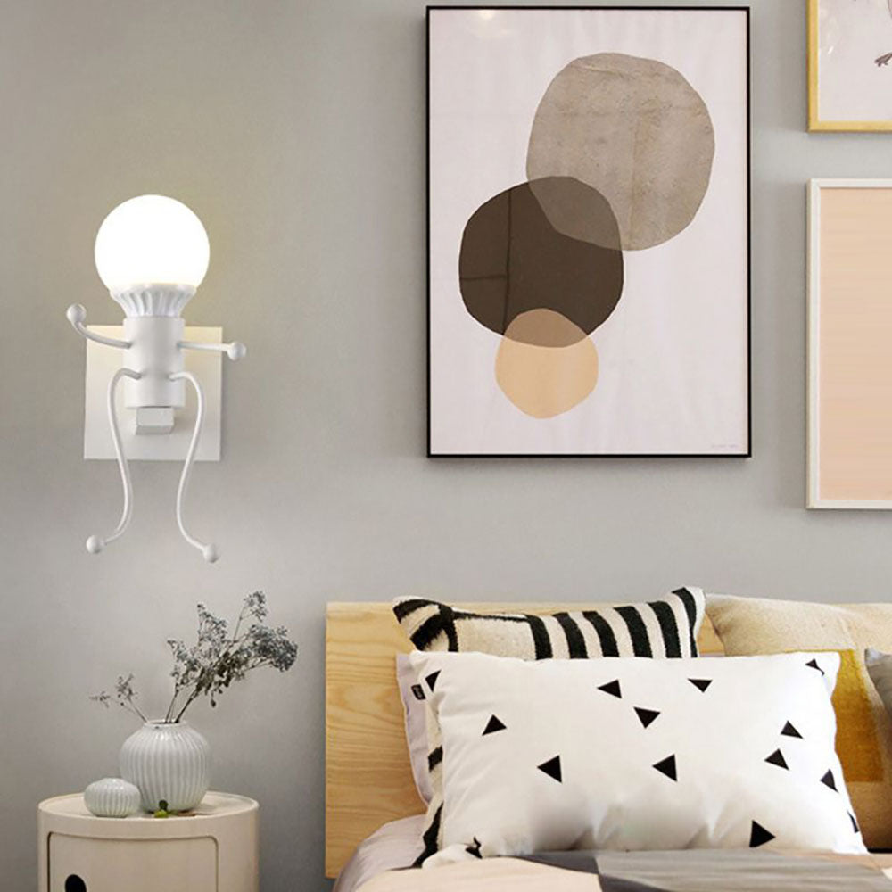 Arisha Modern Decorative Man Metal Wall Lamp, White/Black - Lamp Copper