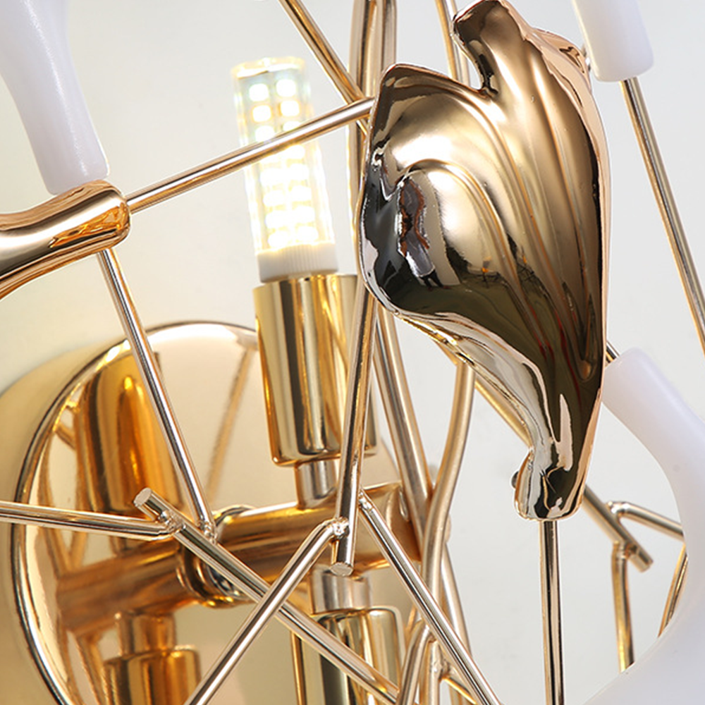 Olivia Decorative Flower in Golden White Ceramic Wall Lamp - Lamp Copper