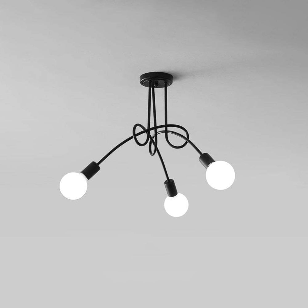 Arisha Modern Linear Curve Metal Ceiling Light, Dining Room/Living Room - Lamp Copper