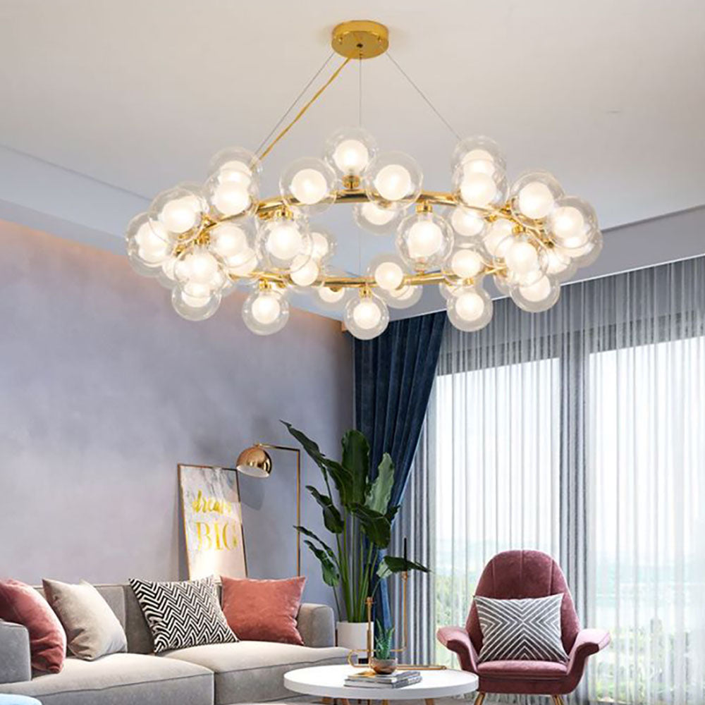 Valentina Modern Gold Bubble Pendant Light, Metal & Glass - Lamp Copper