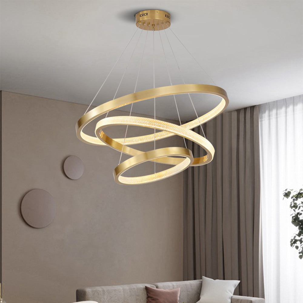 Kristy Modern Ring Metal/Arcylic LED Pendant Light, Black/Gold - Lamp Copper