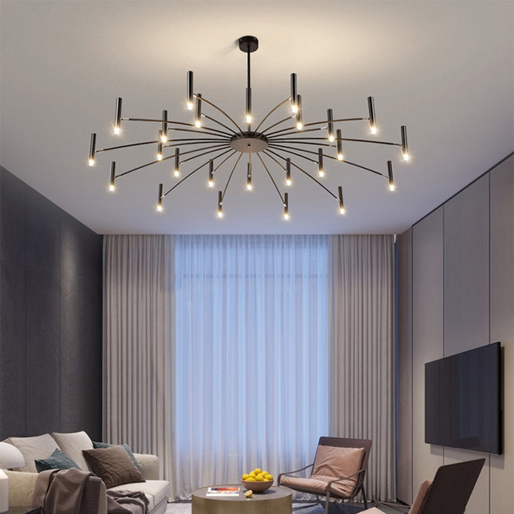 Arisha Modern Blown Linear Metal Multi-heads Chandelier - Lamp Copper