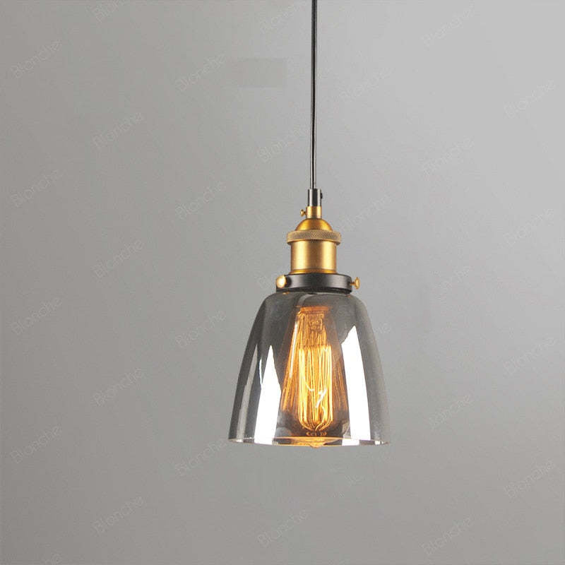June Industrial Glass Pendant Light Clear/Amber/Smoke Grey - Lamp Copper