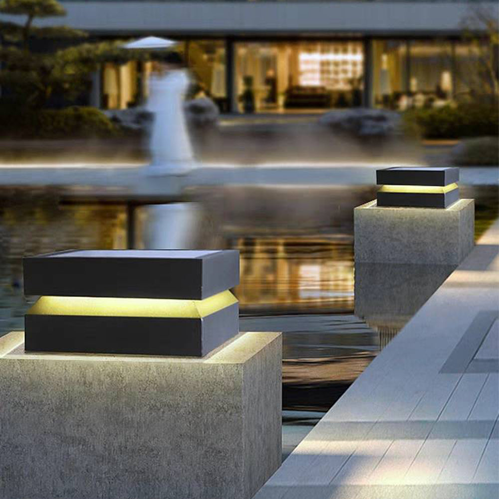 Axion Modern Concave Metal Black Outdoor Lamps, Solar - Lamp Copper