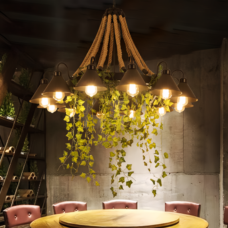 Arisha Retro LED Chandelier Black Metal Restaurant/Bar/Living Room - Lamp Copper