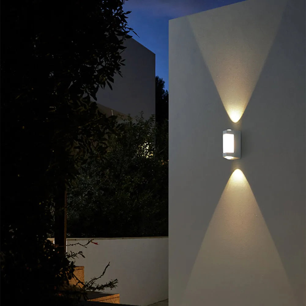 Marve Nordic Up Down Acrylic Outdoor Wall Lamp, White/Black - Lamp Copper