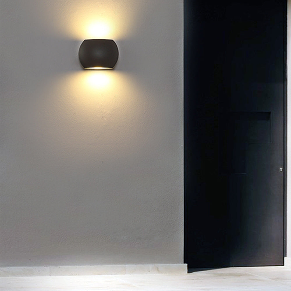 Ray Minimalist Geometric Metal Outdoor Wall Lamp, Black/Grey - Lamp Copper