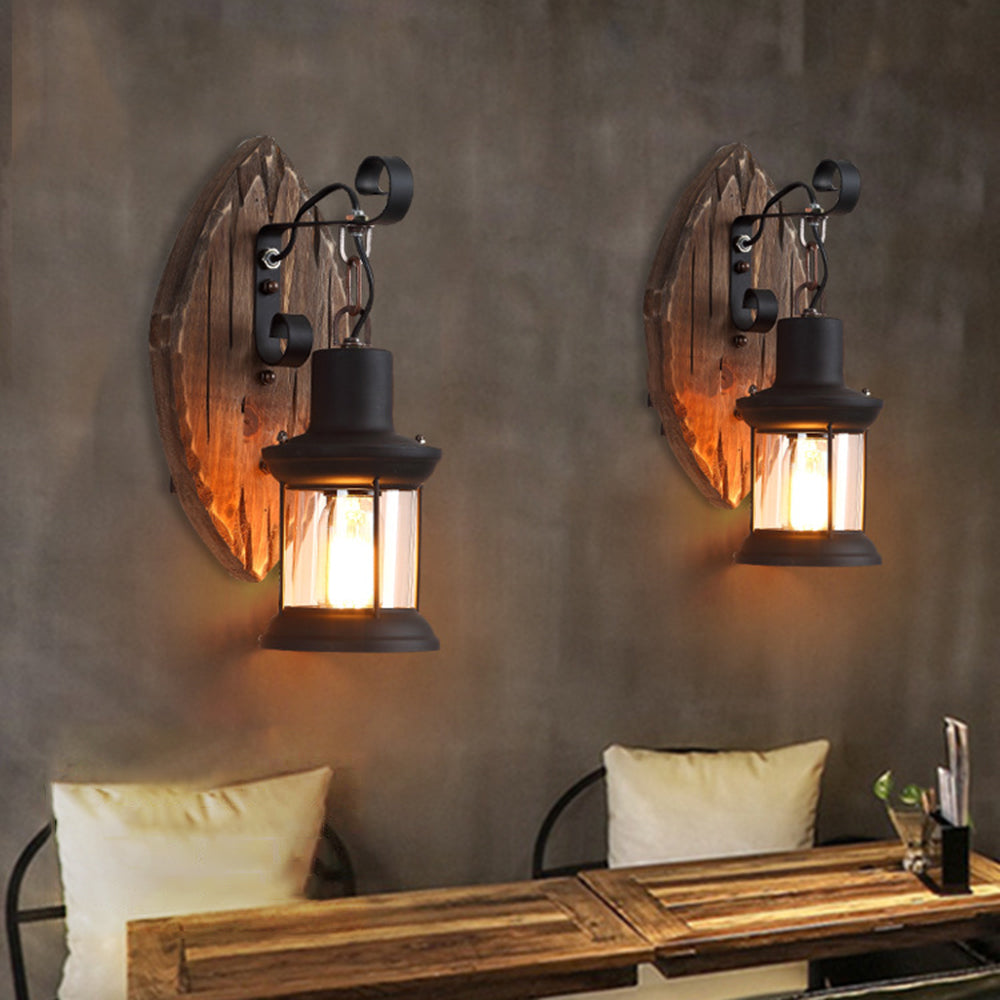 Epoch Wall Lamp Leaf Shape Vintage, Wood/Metal, Bedroom - Lamp Copper