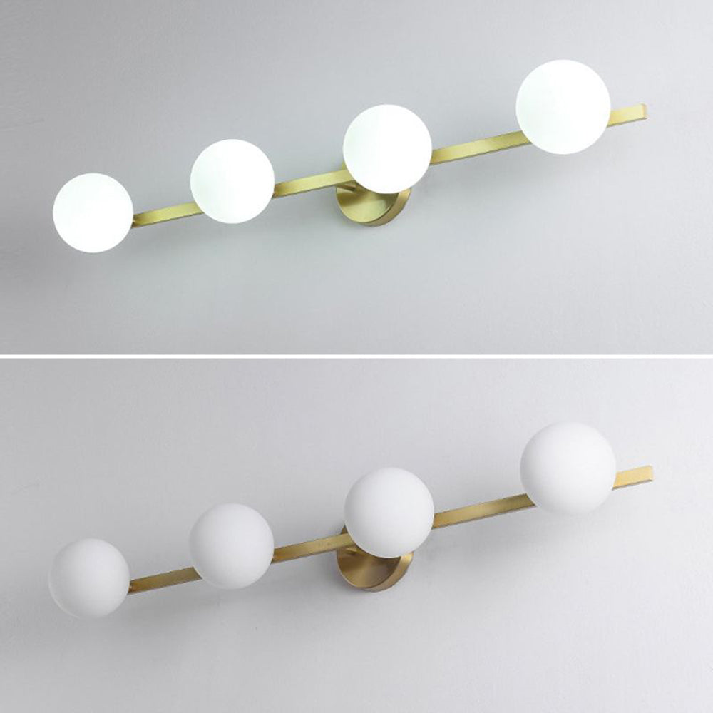 Valentina Retro Globe Linear Metal/Glass Wall Lamp, Gold, Bathroom - Lamp Copper