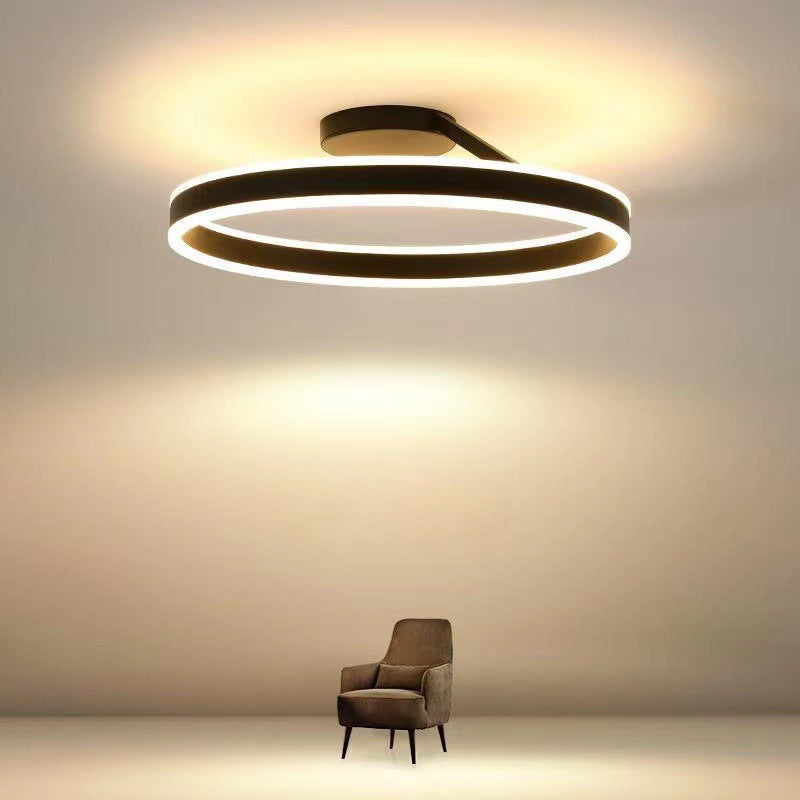 Solen Modern Circle Flush Mount Ceiling Light, Black & White - Lamp Copper