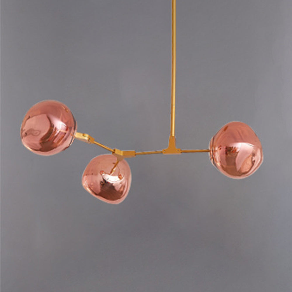 Arisha Modern Globe Lava 3 Pendant Light Fixture - Lamp Copper