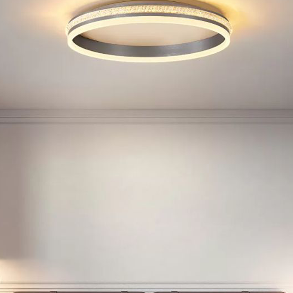 Arisha Modern Ring Metal/Acrylic Flush Mount Ceiling Lights, Silver - Lamp Copper
