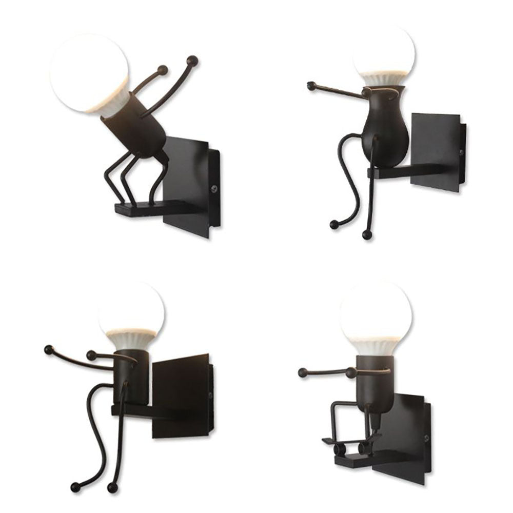 Arisha Modern Decorative Man Metal Wall Lamp, White/Black - Lamp Copper