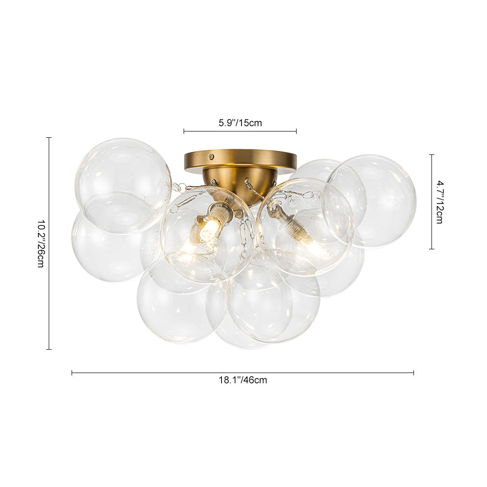 Lumira Globe Bubble Brass Glass Ceiling Light - Lamp Copper