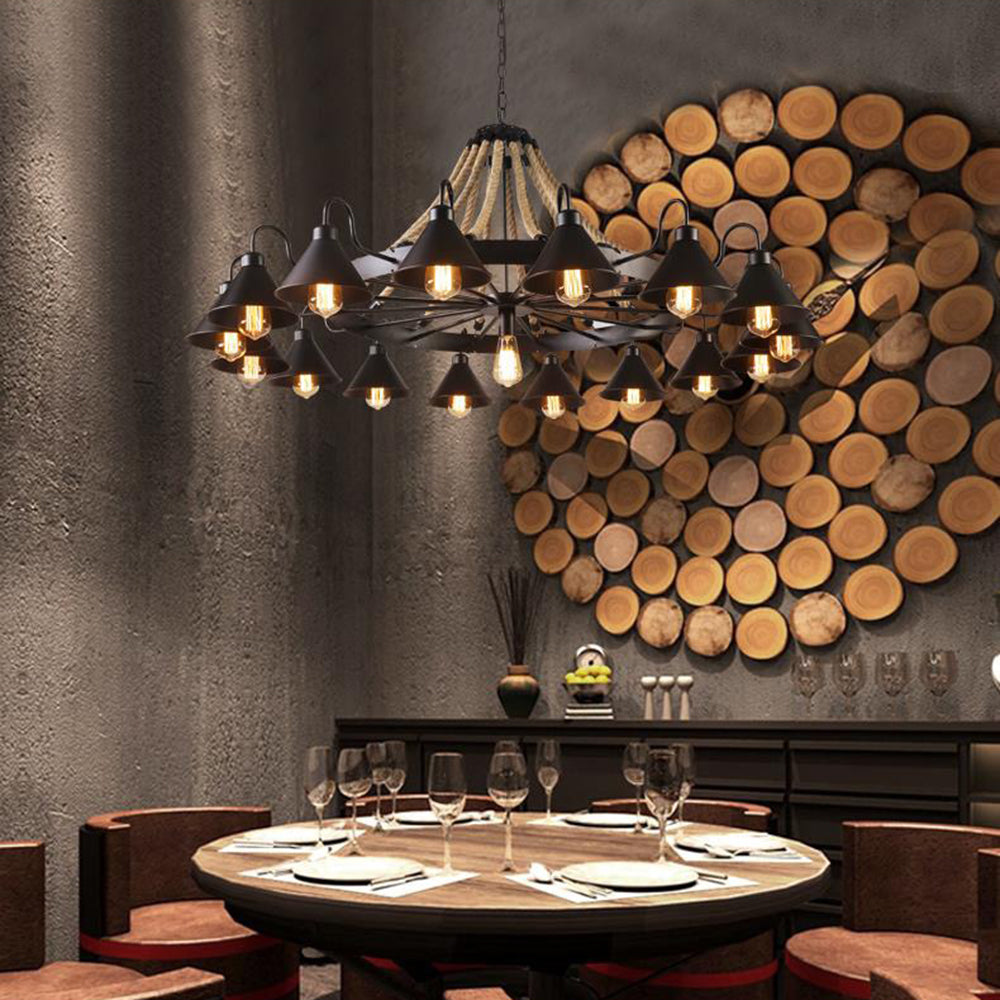 Epoch Vintage Industrial Rope Chandelier Living Room - Lamp Copper