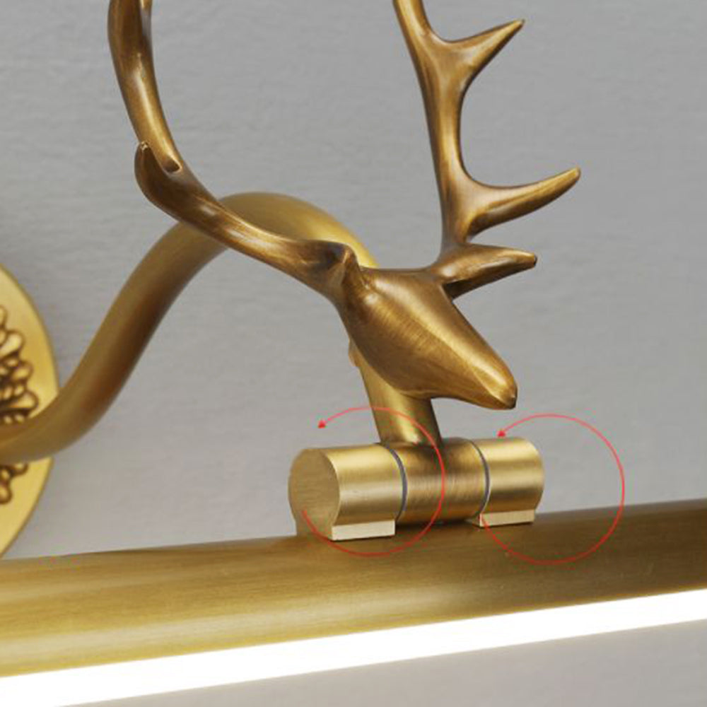 Arisha Modern Staghorn Shaped Vanity Mirror Front Wall Lamp, Black/Brass - Lamp Copper