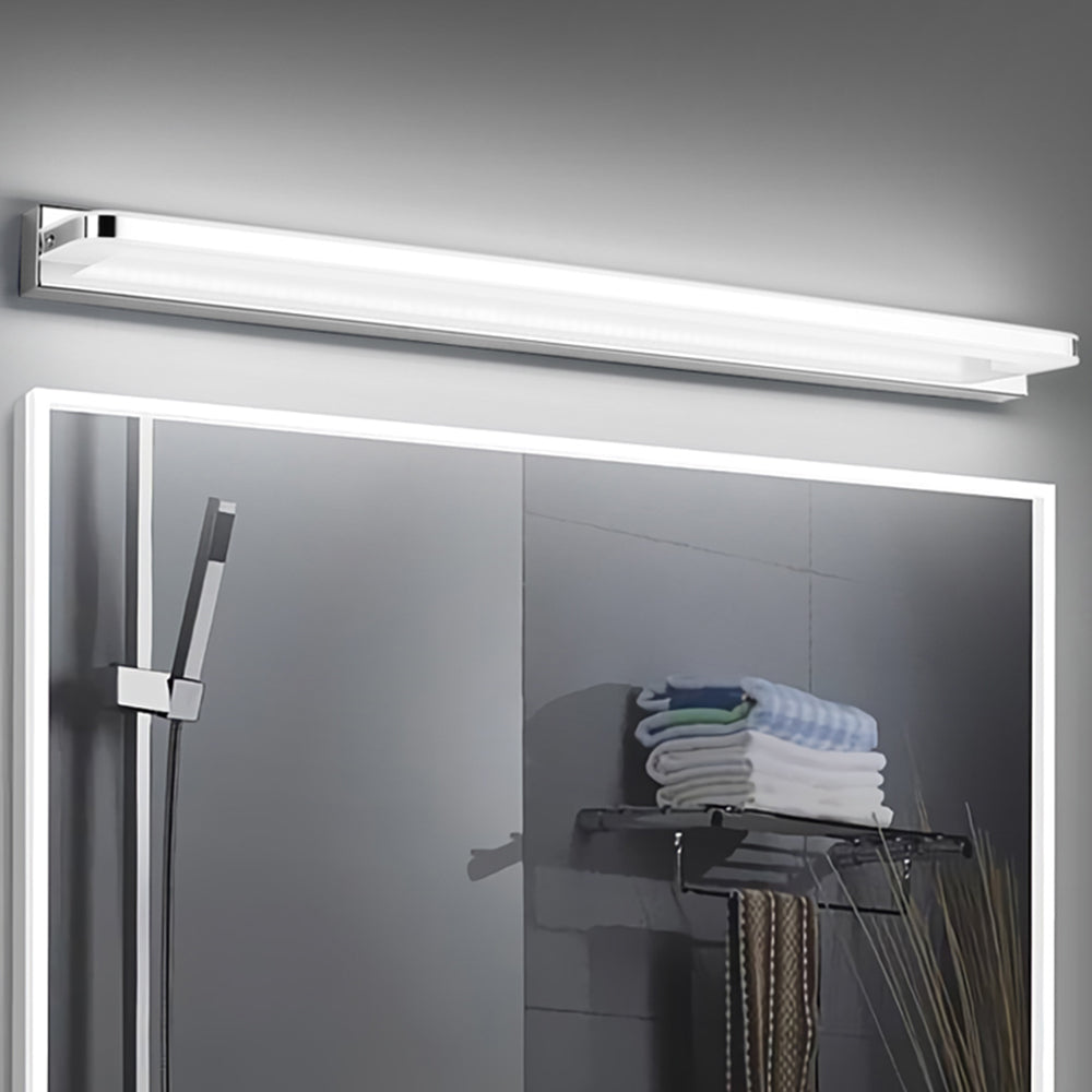 Arisha Nordic Linear Metal Mirror Front Wall Lamp, Chrome/Black - Lamp Copper