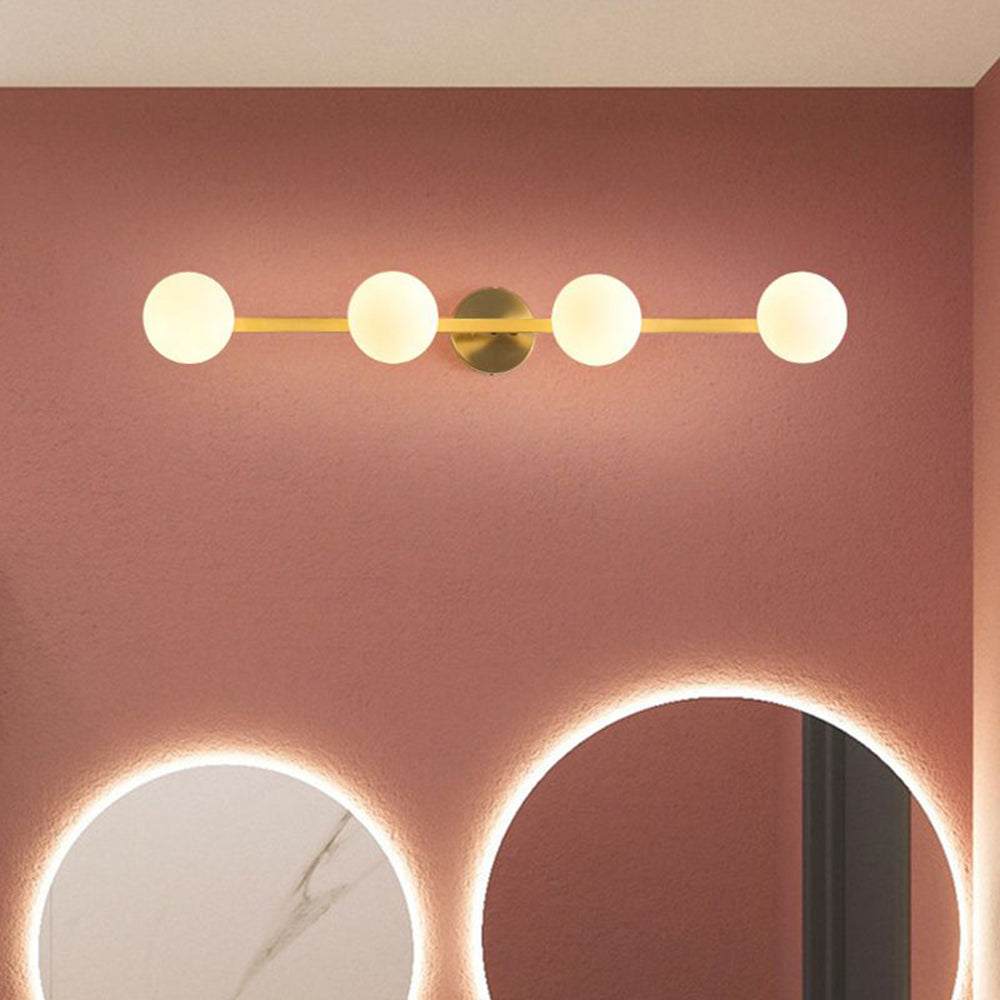 Valentina Retro Globe Linear Metal/Glass Wall Lamp, Gold, Bathroom - Lamp Copper