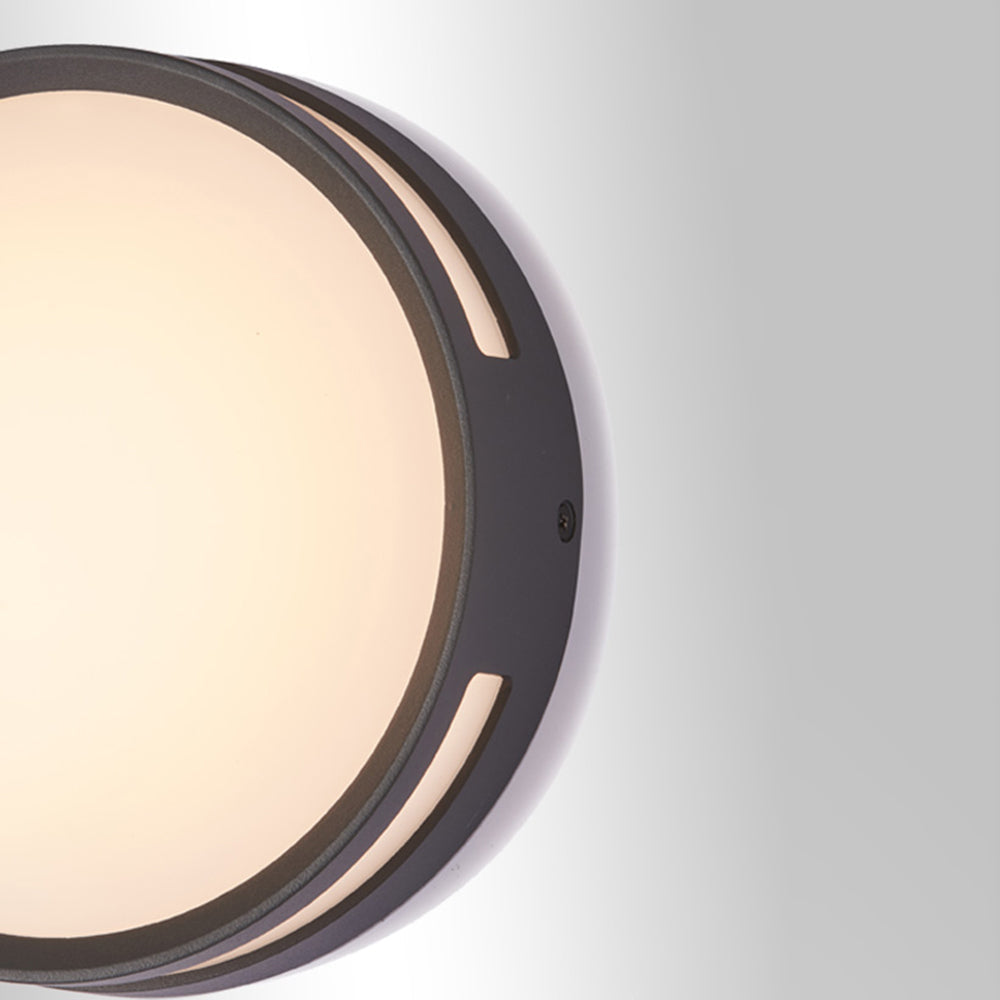 Ray Modern Round Metal/Acrylic Outdoor Waterproof Wall Lamp, Black - Lamp Copper