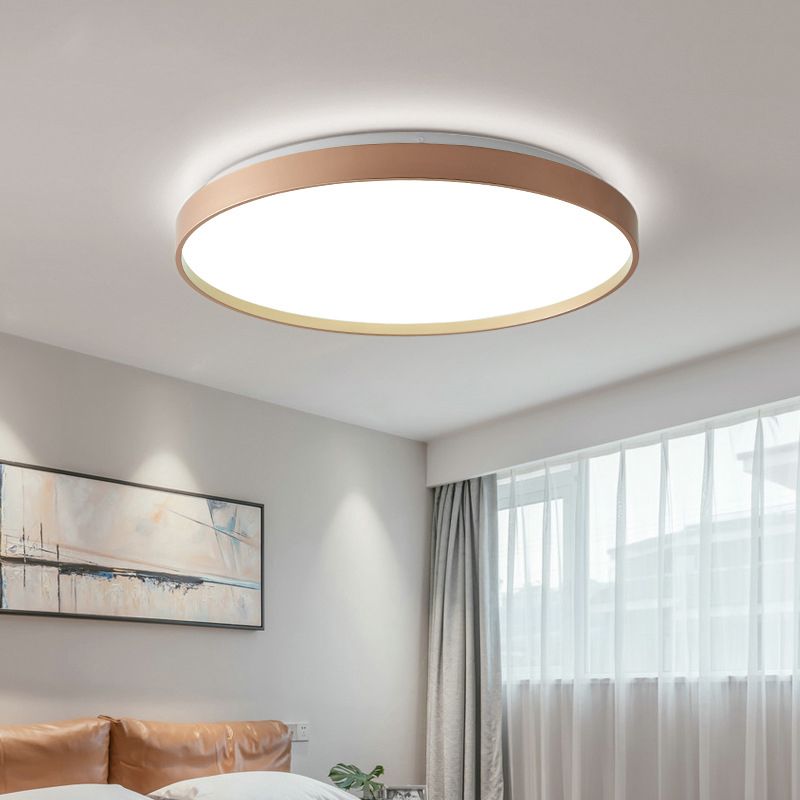 Arisha Minimalist Round Metal/Acrylic Flush Mount Ceiling Light, White/Coffee/Grey/Gold - Lamp Copper