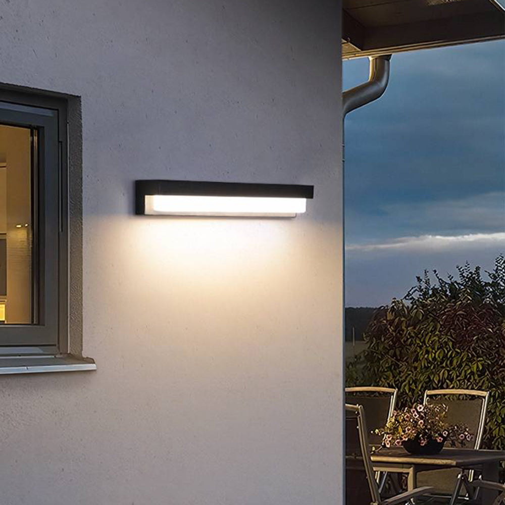 Ray Minimalist Solar Linear Acrylic Outdoor Wall Lamp, Black - Lamp Copper