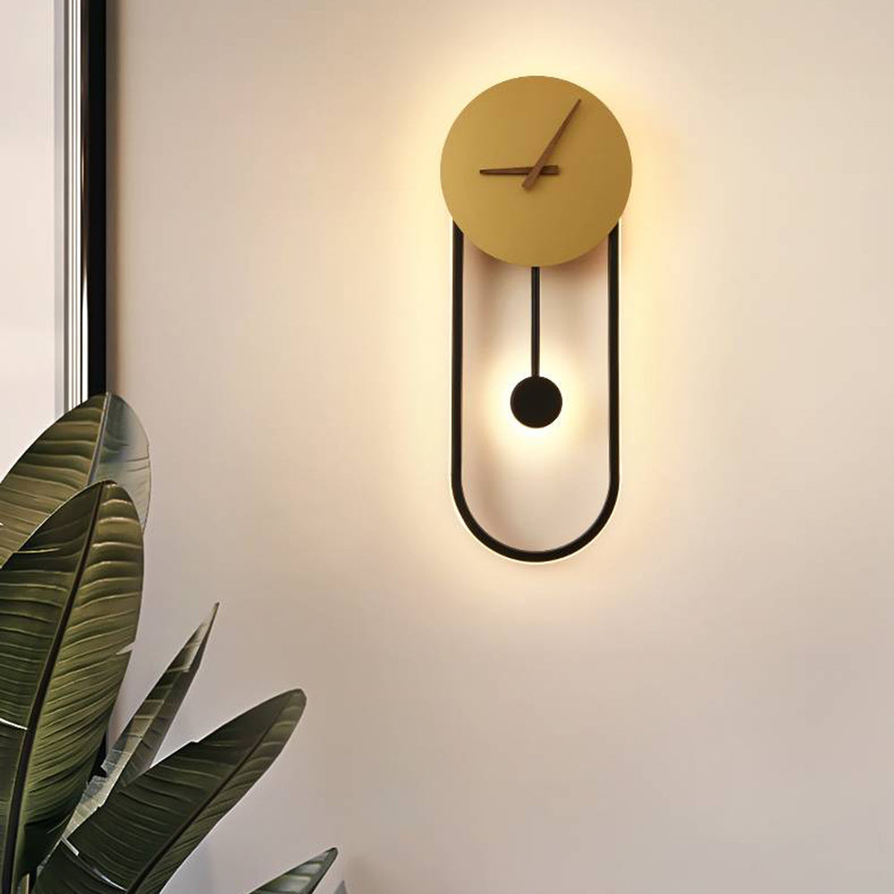 Arisha Nordic Clock Wall Lamp, Gold & Black - Lamp Copper