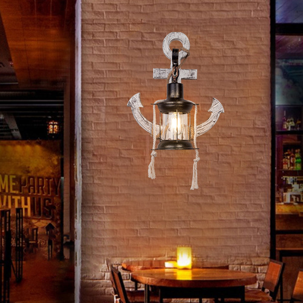 Epoch Anchor Lantern Wall Lamp, Vintage/Antique, Wood, Bedroom - Lamp Copper