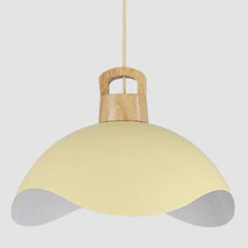 Valentina Colorful Shade Single Pendant Lights, Wood & Metal - Lamp Copper