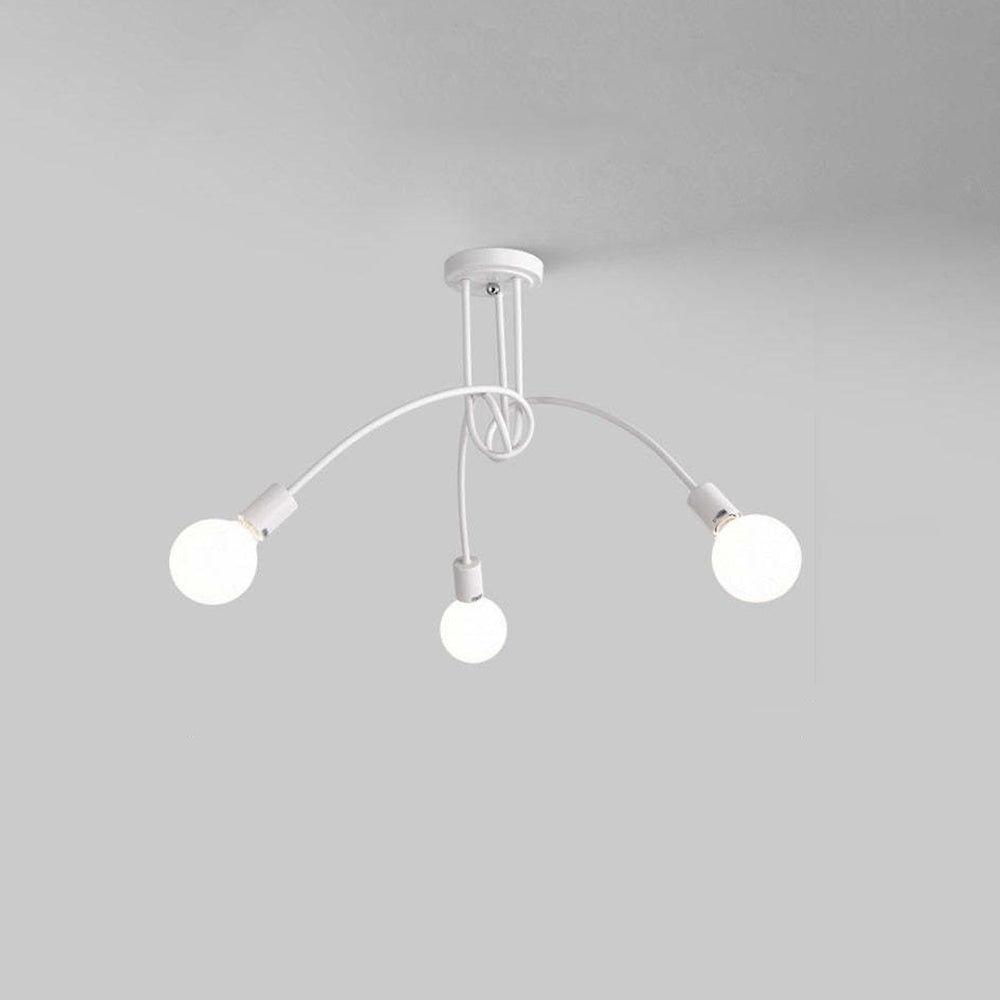 Arisha Modern Linear Curve Metal Ceiling Light, Dining Room/Living Room - Lamp Copper