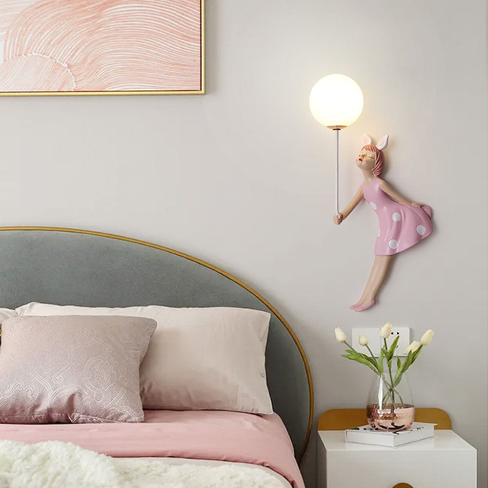 Arisha Modern Balloon/Girl Shape Acrylic Pink Wall Lamp - Lamp Copper