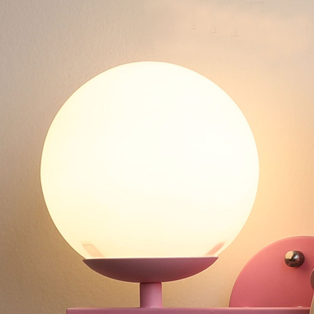 Aria Modern Metal/Glass Wall lamp, White & Pink - Lamp Copper
