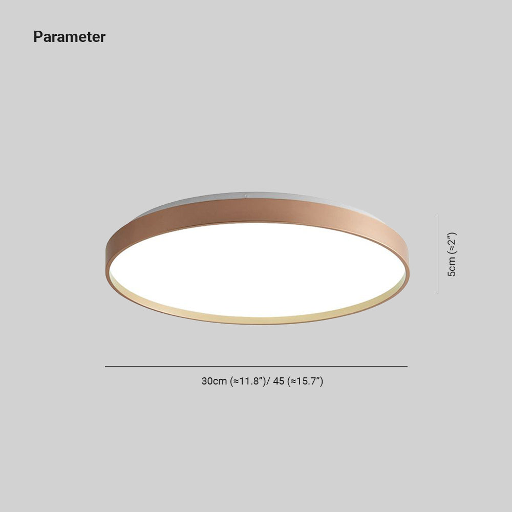 Arisha Minimalist Round Metal/Acrylic Flush Mount Ceiling Light, White/Coffee/Grey/Gold - Lamp Copper