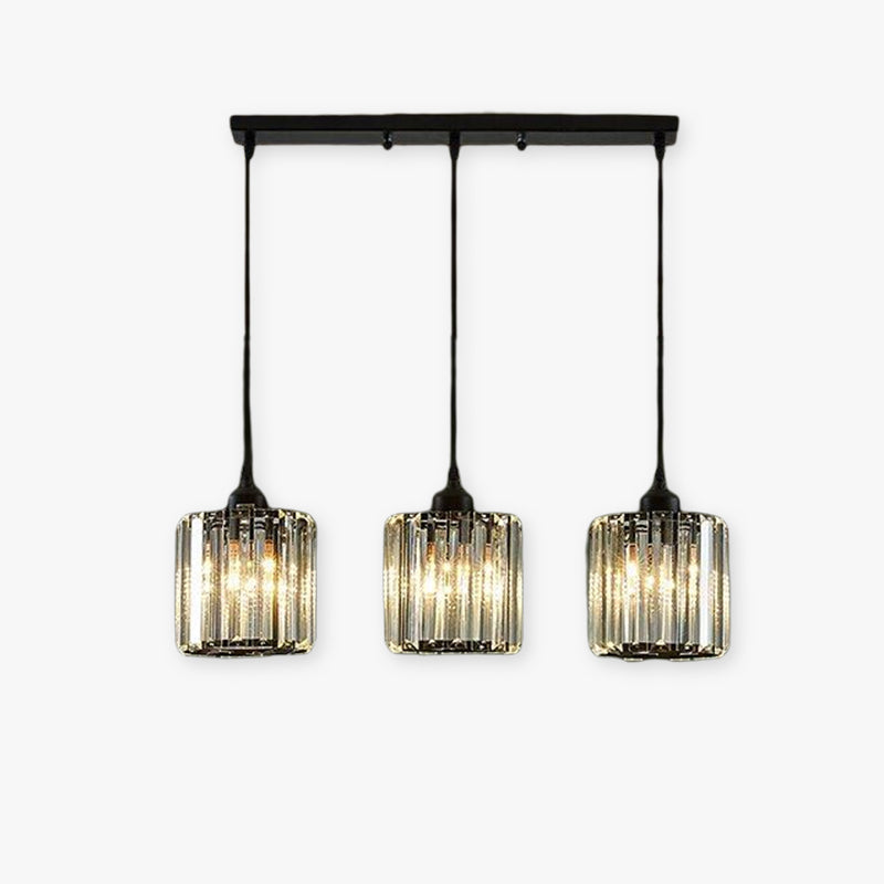 Vina Modern Cluster Cylinder Glass Pendant Light, Black/Gold - Lamp Copper
