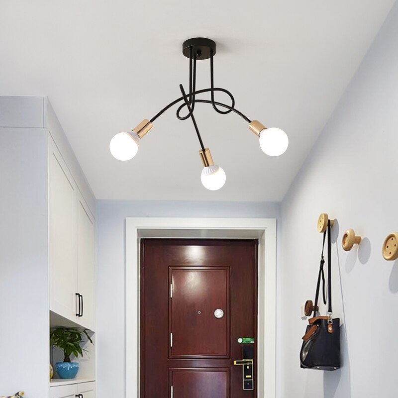 Arisha Modern Linear Curve Metal Ceiling Light, Dining Room/Living Room - Lamp Copper