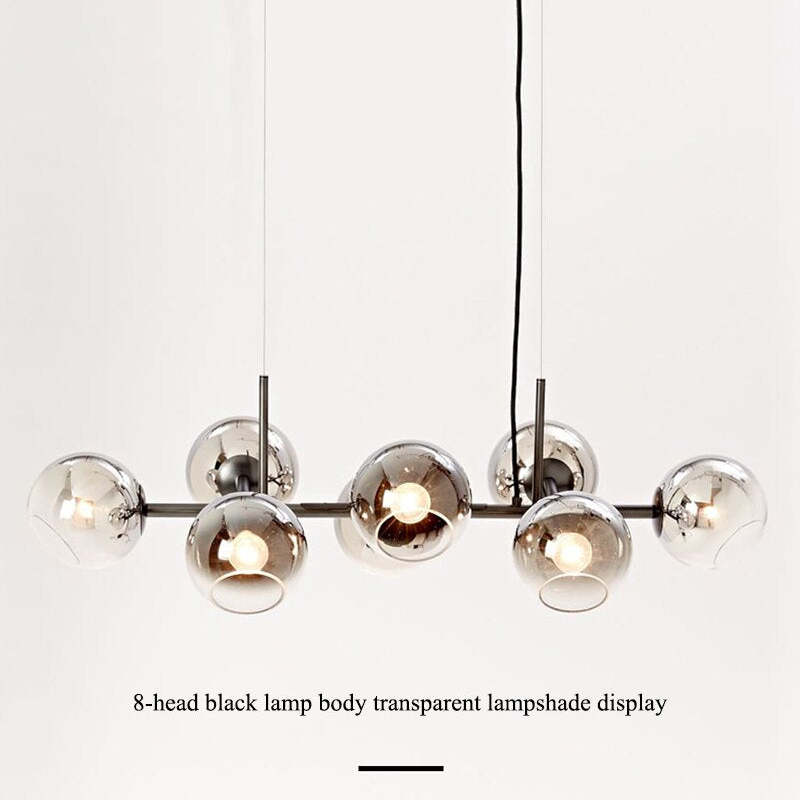 Valentina Modern Glass Globe Bubble Pendant Light Black/Gold - Lamp Copper