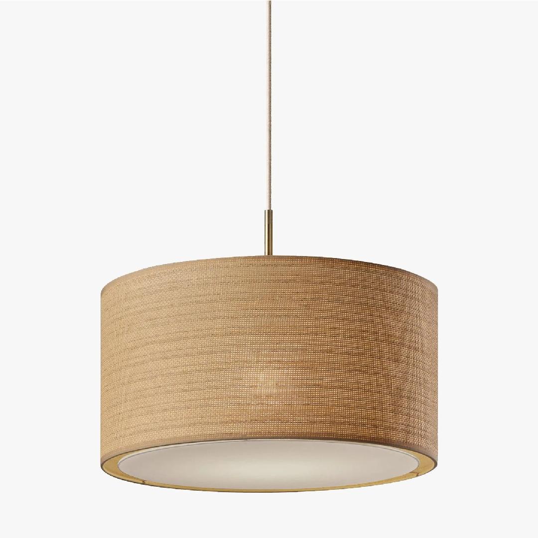Rowan Linen Drum Pendant Light Transitional Living