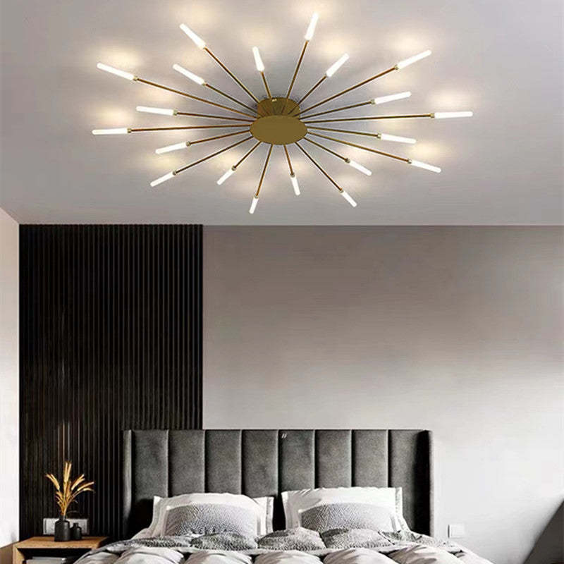 Wesley Flush-Mount Ceiling Light Fireworks, Black/Gold - Lamp Copper