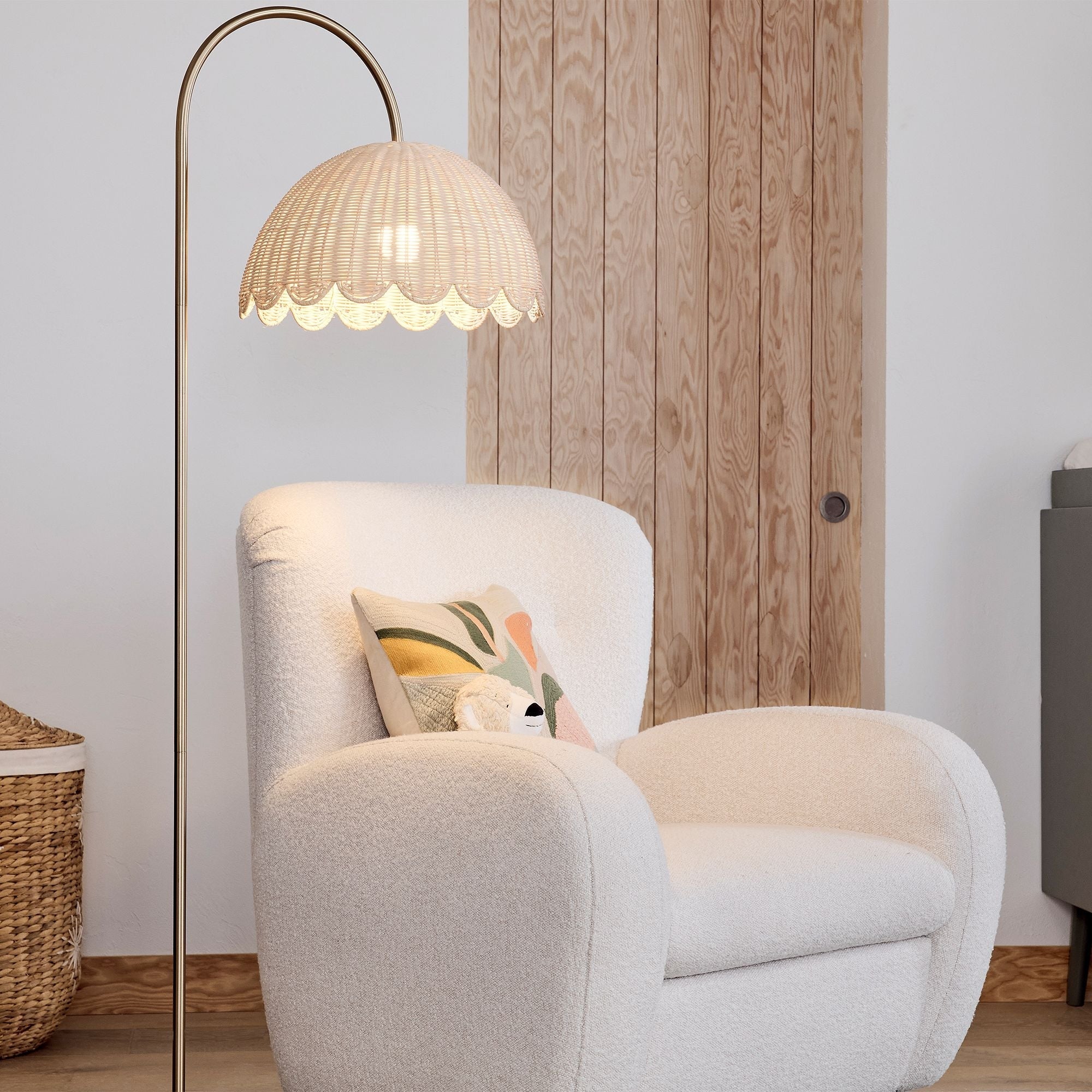 Fungi Floor Lamp Rattan Metal Wood