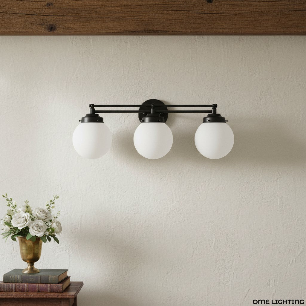 Pearl Wall Sconce Milk Glass Antique Brass  for  Bedroom