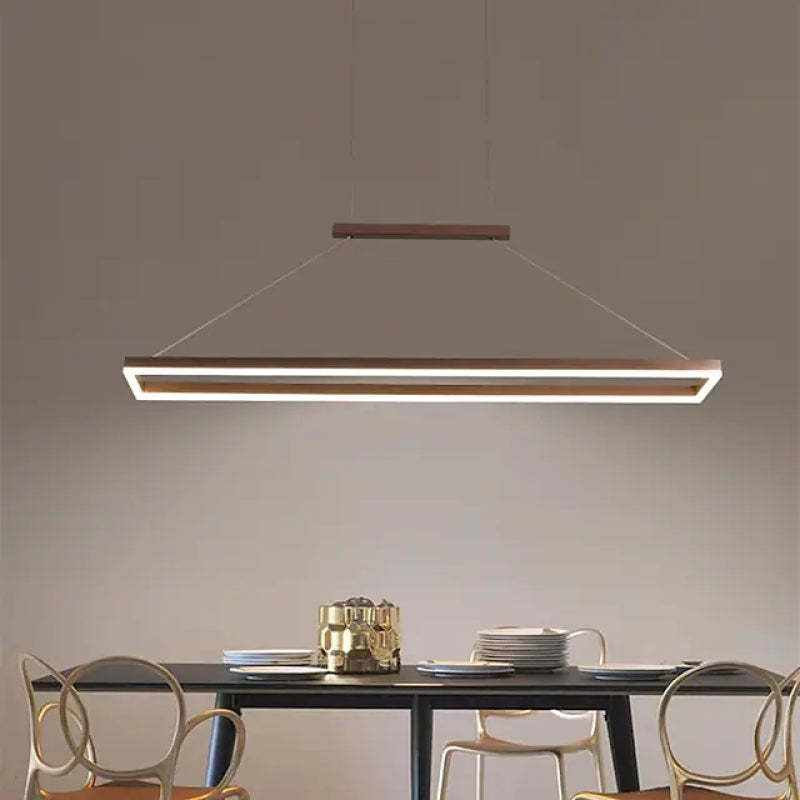 Gloen Modern Rectangular Hanging Pendant Light, Gold/Coffee - Lamp Copper