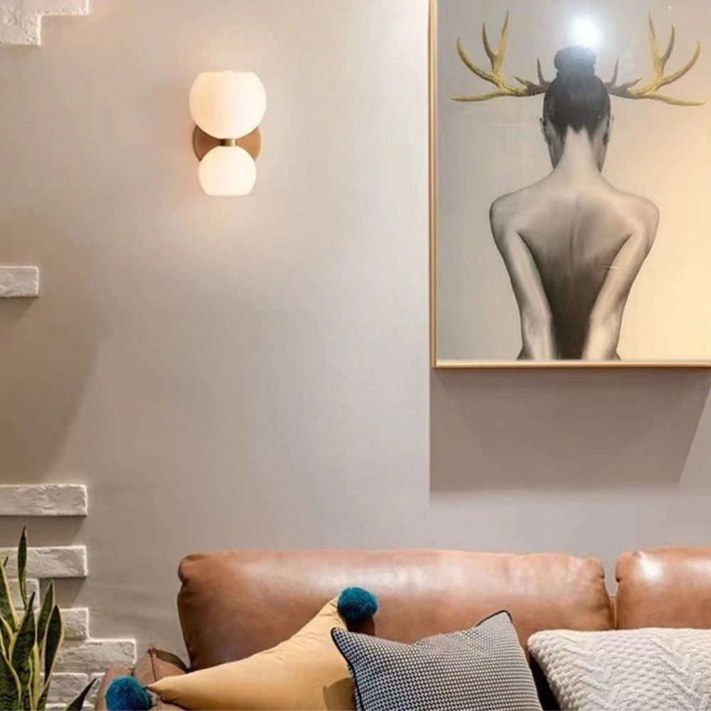 Valentina Modern Hourglass LED Wall Lamp Metal/Glass White Living Room - Lamp Copper
