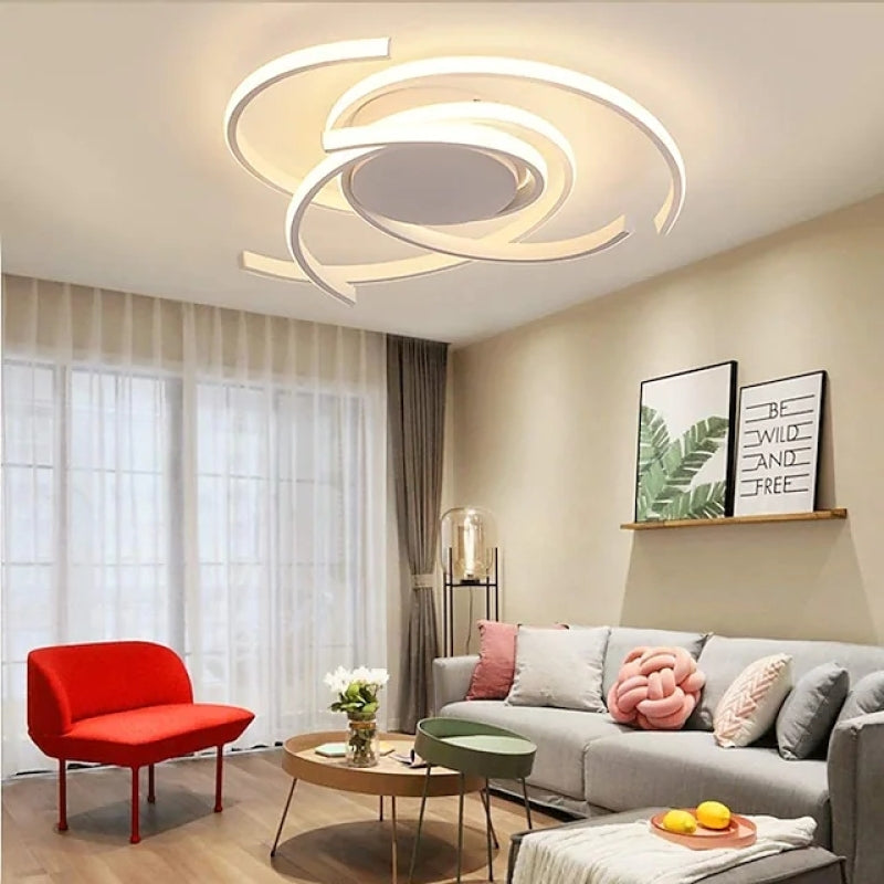 Arisha Modern Multi Arc Linetype Ceiling Light,Black/White - Lamp Copper