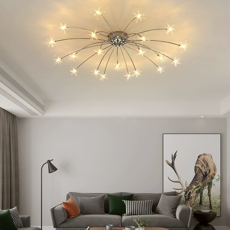 Arisha Art Deco Starry Flush Mount Ceiling Light - Lamp Copper