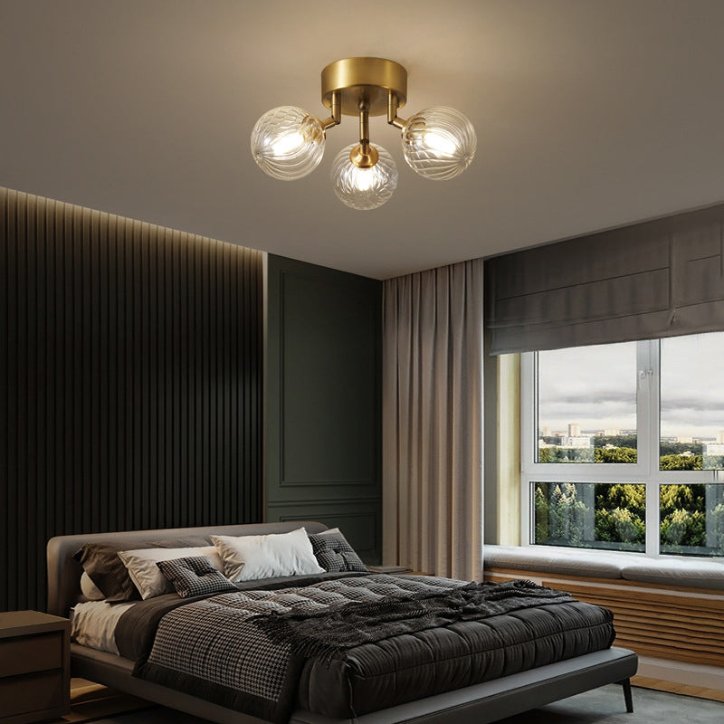 Valentina Modern Clear Bubble Glass Ceiling Light - Lamp Copper
