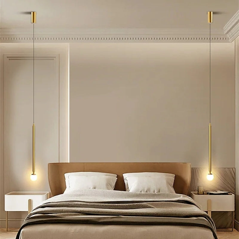 Auri Linear Metal Pendant Light Bedside, Black & Gold - Lamp Copper