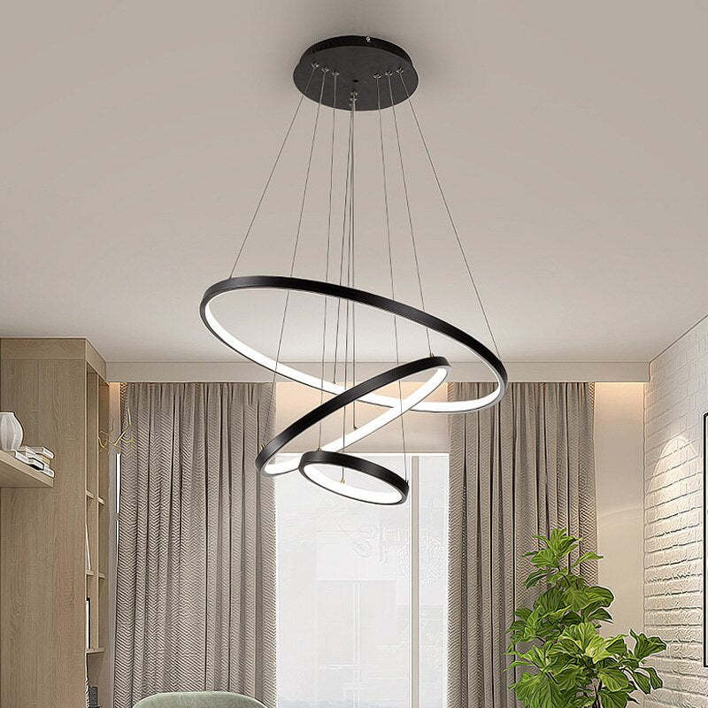 Aluna Pendant Light, Inner Ring Illuminated, White/Black/Gold - Lamp Copper