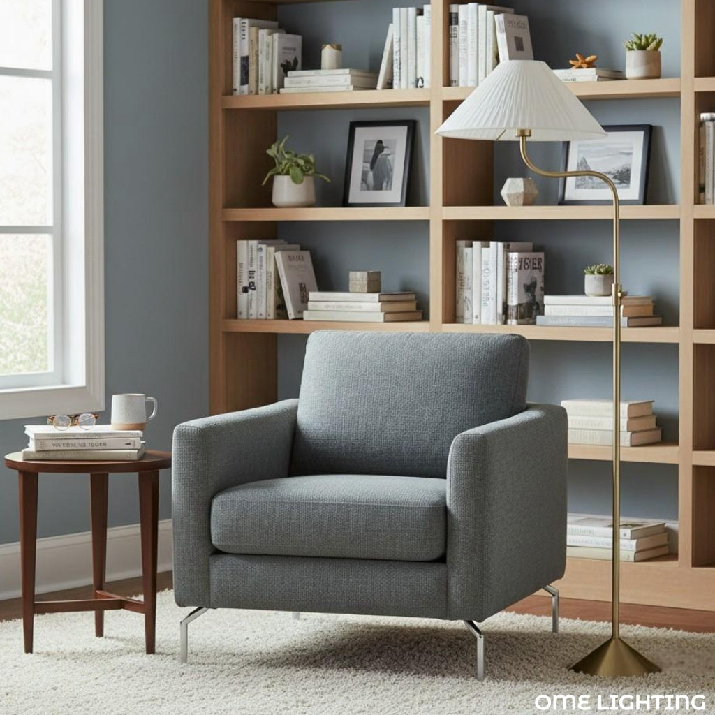 Lithe Linen Shade Floor Lamp Contemporary Living Rooms