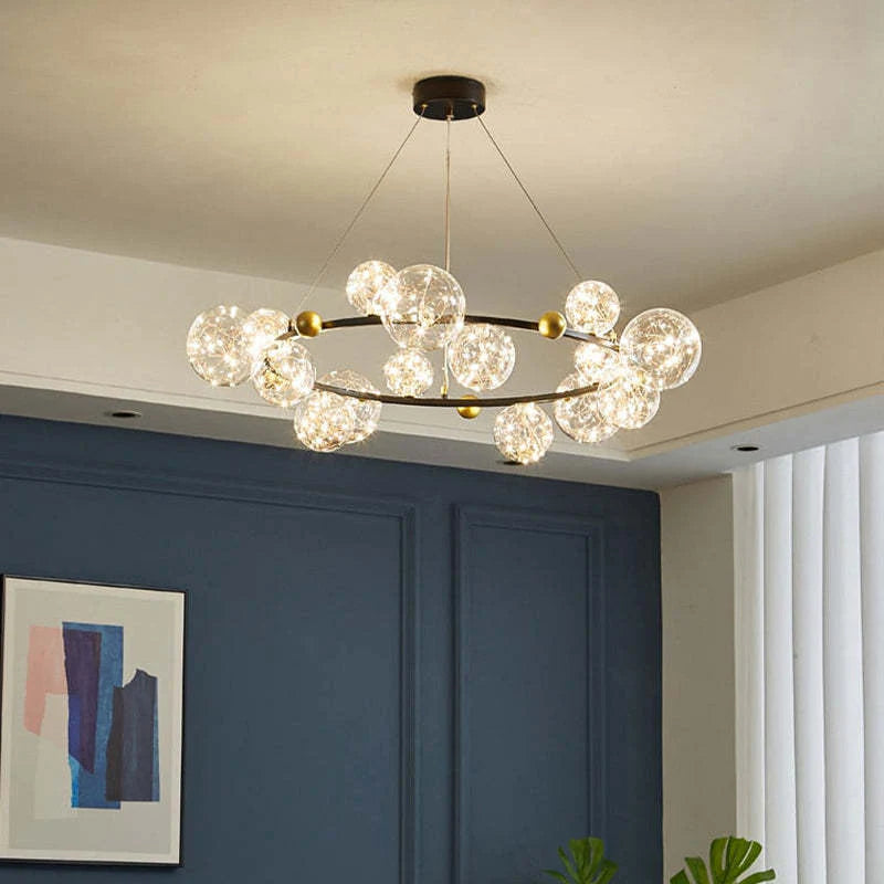 Valentina Art Deco Luminous Sphere Cluster Glass Pendant Light - Lamp Copper